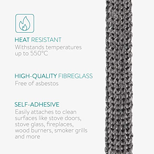 Navaris Junta para Chimenea y Estufa - Burlete Aislante para Puerta o Cristal de chimeneas de leña - Cinta Plana autoadhesiva - 2 M de Largo x 15 MM Navaris Junta para Chimenea y Estufa - Burlete Aislante para Puerta o Cristal de chimeneas de leña - Cinta Plana autoadhesiva - 2 M de Largo x 15 MM
