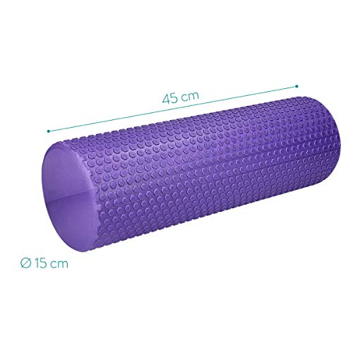 Navaris Rodillo para Pilates de 45CM - Rodillo de Espuma para Masaje Fitness y Yoga - Foam Roller para fortalecimiento Muscular en Morado