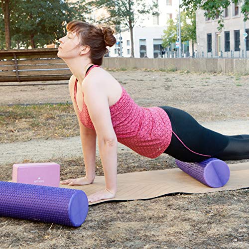 Navaris Rodillo para Pilates de 45CM - Rodillo de Espuma para Masaje Fitness y Yoga - Foam Roller para fortalecimiento Muscular en Morado