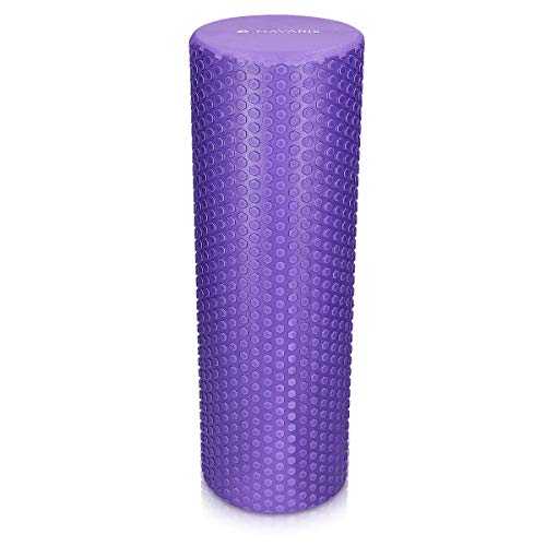 Navaris Rodillo para Pilates de 45CM - Rodillo de Espuma para Masaje Fitness y Yoga - Foam Roller para fortalecimiento Muscular en Morado