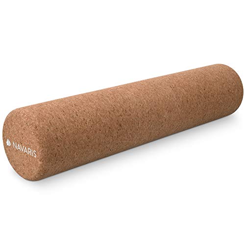 Navaris Rodillo para Pilates y Yoga - Roller de Corcho Natural para Masaje - Rulo ecológico Antideslizante para Auto masajes Espalda Gimnasia Balance