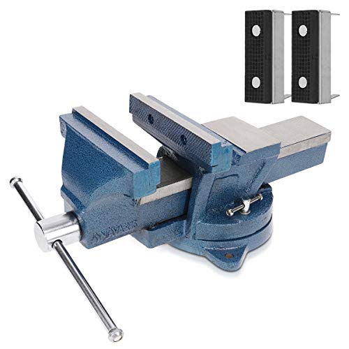 Navaris Tornillo de banco - Torno para mesa de trabajo de hierro fundido - Tornillo giratorio o fijo con mordazas blandas - Ancho de 150MM Navaris Tornillo de banco - Torno para mesa de trabajo de hierro fundido - Tornillo giratorio o fijo con mordazas blandas - Ancho de 150MM