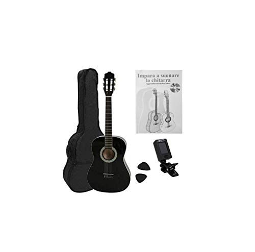 Navarra NV12PK - Guitarra Clásica para Aprender, Sintonizador con Clip Pantalla LCD, con Funda Tipo mochila y Bolsillo para Partituras/ Accesorios