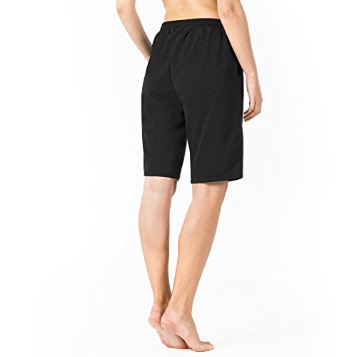 NAVISKIN Pantalones Cortos 7" Deportivos para Mujeres Bolsillos Elástico Transpirable Ligero Training Running Fitness Yoga Pilates Negro XXL