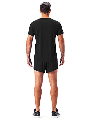 NAVISKIN Pantalones Cortos de Atletismo para Hombre Shorts Deportivos de Correr Fitness Secado Rápido Ligero Súper Transpirables Elásticos Elementos Reflectantes (Negro, M)