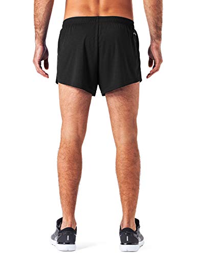 NAVISKIN Pantalones Cortos de Atletismo para Hombre Shorts Deportivos de Correr Fitness Secado Rápido Ligero Súper Transpirables Elásticos Elementos Reflectantes (Negro, M)