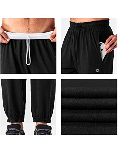 NAVISKIN Pantalones de Chandal para Hombre Pants Atléticos Térmicos Casuales Deportivos de Correr Chándal Running Deporte Yoga Fitness Entrenamiento con Bolsillos Laterales Negro M