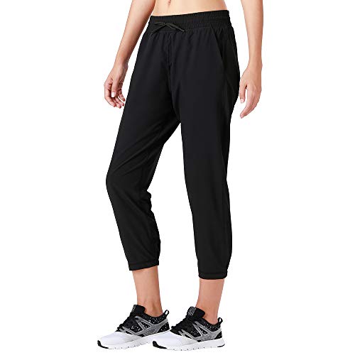 NAVISKIN Pantalones de Fitness para Mujer Protección Capri Pirata UV UPF 50+ Pants Atléticos Deportivos Correr Térmicos Chándal Deporte Yoga Running Entrenamiento con Bolsillos Laterales Negro XL