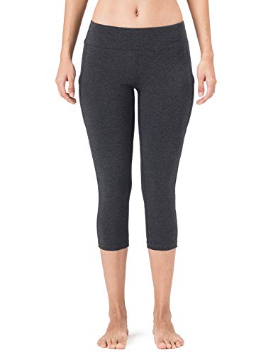 NAVISKIN Pantalones Mujer Capri Mallas Deportativas Yoga Pilates Leggings Largos Bolsillos Elástico Transpirable Training Running Fitness Gris XXL