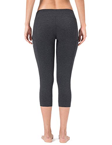 NAVISKIN Pantalones Mujer Capri Mallas Deportativas Yoga Pilates Leggings Largos Bolsillos Elástico Transpirable Training Running Fitness Gris XXL