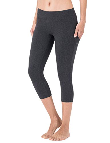 NAVISKIN Pantalones Mujer Capri Mallas Deportativas Yoga Pilates Leggings Largos Bolsillos Elástico Transpirable Training Running Fitness Gris XXL