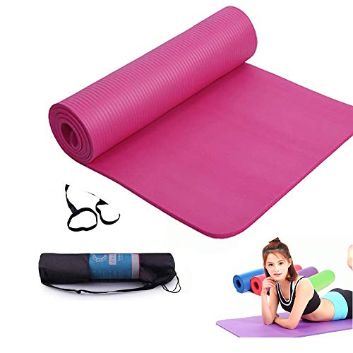 NBR Colchón Yoga Estera de TPE para Yoga - Pilates Mat - Eco Amistoso Mat，con Bolso y Correa de Transporte，para Pilates Ejercicios Fitness Gimnasia Estiramientos 183 * 61 * 1CM