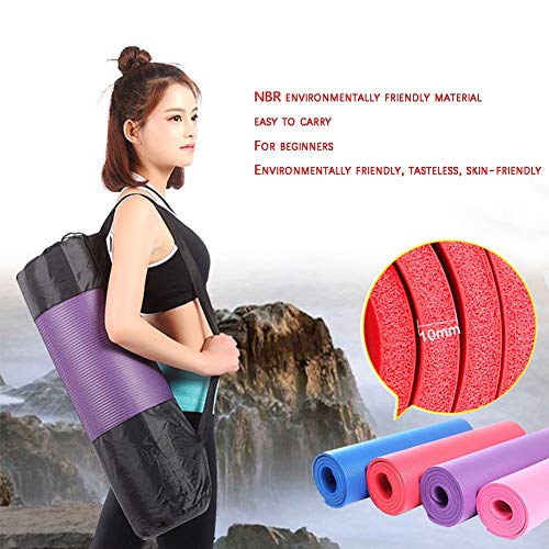 NBR Colchón Yoga Estera de TPE para Yoga - Pilates Mat - Eco Amistoso Mat，con Bolso y Correa de Transporte，para Pilates Ejercicios Fitness Gimnasia Estiramientos 183 * 61 * 1CM