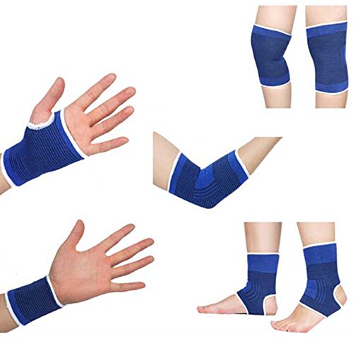 Ndier Juego de protección deportiva: un par de rodilleras, un par de muñecas, un par de guantes, un par de tobillos y un par de codos para deportes, ejercicios y fitness.