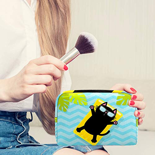 Neceser de Maquillaje Estuche Escolar para Cosméticos Bolsa de Aseo Grande Colchón de Agua de Piscina Hojas de Palma