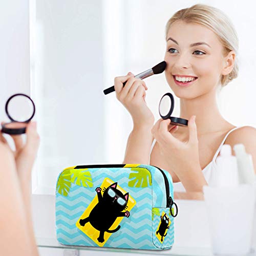 Neceser de Maquillaje Estuche Escolar para Cosméticos Bolsa de Aseo Grande Colchón de Agua de Piscina Hojas de Palma