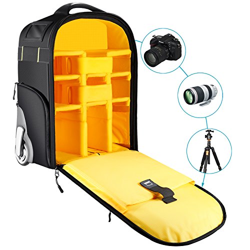 Neewer 2-en-1 Mochila Convertible con Ruedas Anti-Choque Compartimiento Acolchado Desmontable Impermeable Durable para Cámara / Trípode/ Lente