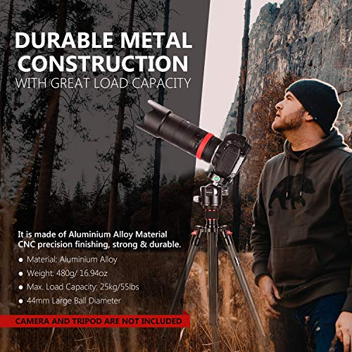 Neewer 44mm Cabezal Bola Bajo Perfil Cabezal Trípode Cámara Panorámica con Placa QR 360° y Abrazadera CNC Metal Doble Muesca en U para Cámaras DSLR Trípodes Monopie Carga 25kg Modo Vertical/Horizontal Neewer 44mm Cabezal Bola Bajo Perfil Cabezal Trípode Cámara Panorámica con Placa QR 360° y Abrazadera CNC Metal Doble Muesca en U para Cámaras DSLR Trípodes Monopie Carga 25kg Modo Vertical/Horizontal