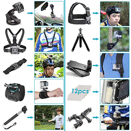 Neewer 50-en-1 Accesorios de Cámara de Acción Kit para GoPro 9 8 GoPro Hero 7 6 5 4 Hero Session 5 Apeman dji OSMO Action SJ6000 DBPOWER AKASO VicTsing Rollei Lightdow Campar