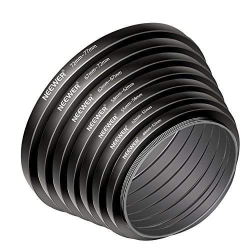 Neewer 7pcs 49mm-77mm Filtro Step Up Anillos Stepping Adaptador Set (49-52-55-58-62-67-72-77mm) Neewer 7pcs 49mm-77mm Filtro Step Up Anillos Stepping Adaptador Set (49-52-55-58-62-67-72-77mm)