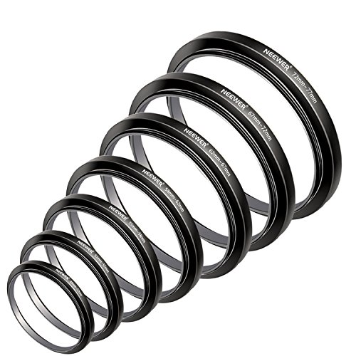 Neewer 7pcs 49mm-77mm Filtro Step Up Anillos Stepping Adaptador Set (49-52-55-58-62-67-72-77mm) Neewer 7pcs 49mm-77mm Filtro Step Up Anillos Stepping Adaptador Set (49-52-55-58-62-67-72-77mm)