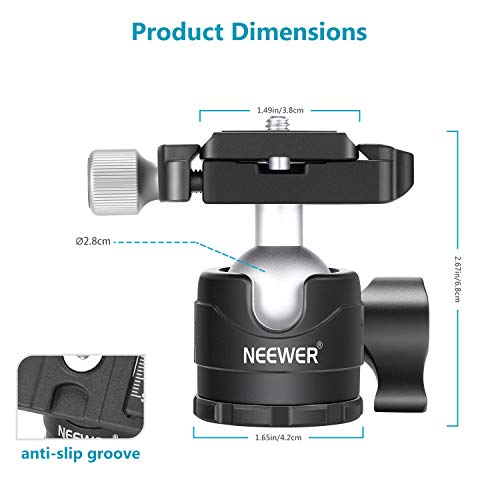 Neewer Cabeza Bola de Perfil Bajo Cabeza Giratoria de Trípode de 360 Grados para Cámaras DSLR Trípodes Monopies