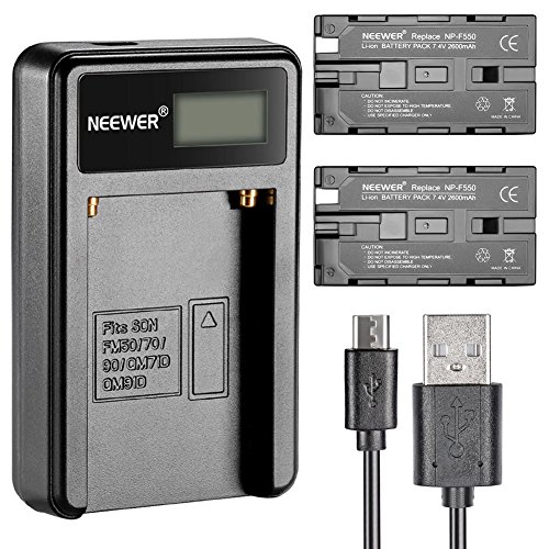 Neewer® Cargador de batería Micro USB + 2 baterías de Repuesto de 2600 mAh NP-F550/570/530 para Sony HandyCams, Neewer Nanguang CN-160, CN-216, CN-126 LED Light, Polaroid On-Camera Video Lights Neewer® Cargador de batería Micro USB + 2 baterías de Repuesto de 2600 mAh NP-F550/570/530 para Sony HandyCams, Neewer Nanguang CN-160, CN-216, CN-126 LED Light, Polaroid On-Camera Video Lights