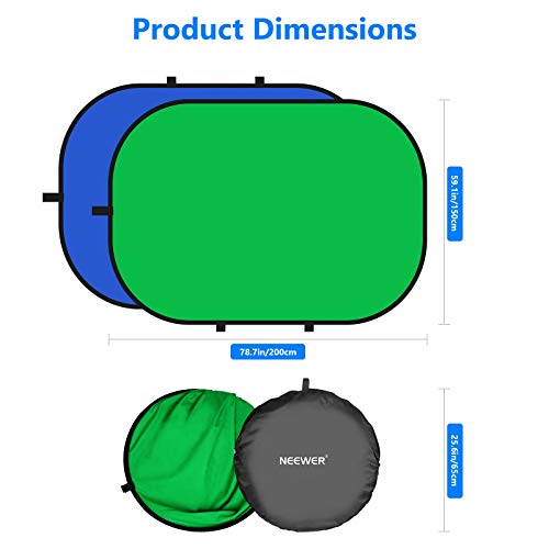 Neewer Fondo Plegable Reversible Chromakey Green Chromakey Blue 150 * 200CM Chroma-Key Azul / Verde