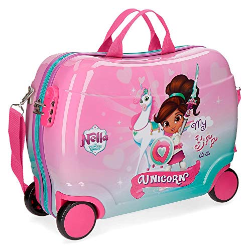 Nella Maleta Infantil Rosa 50x39x20 cms Rígida ABS Cierre combinación 34L 2,3Kgs 4 Ruedas Equipaje de Mano