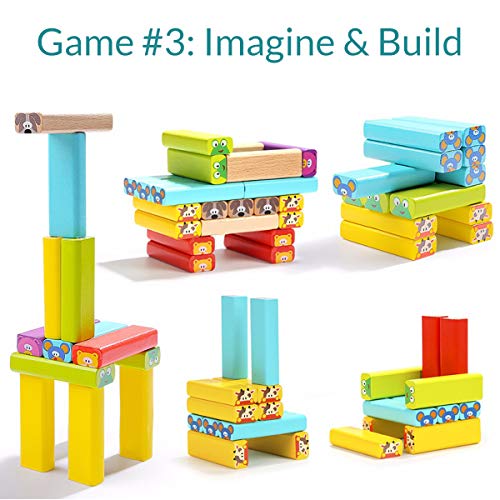 Nene Toys - Torre de Bloques Infantil de Madera 4 en 1 con Colores y Animales – Juego de Mesa Familiar Educativo para Niños Niñas de 3 a 9 años Compartir Entre Padres e Hijos