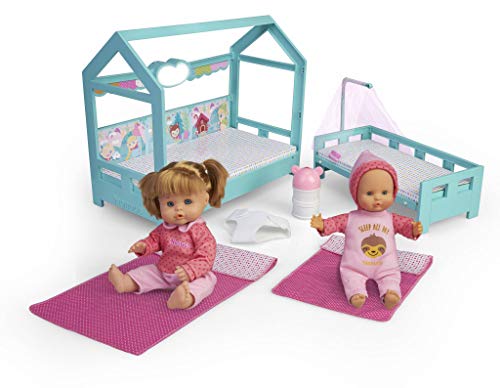 Nenuco- Hermanitas, muñecas bebé con Cama para Dormir (Famosa 700015776)