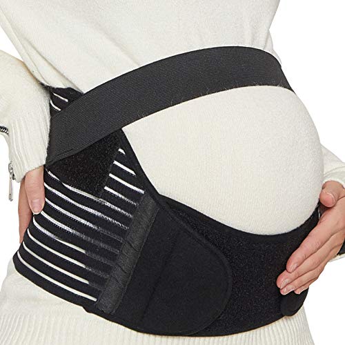 NEOtech Care Cinturón de Maternidad - Apoyo Durante el Embarazo - Banda para Abdomen/Cintura/Espalda, Faja de premamá para el Vientre - Marca (Negro, L)