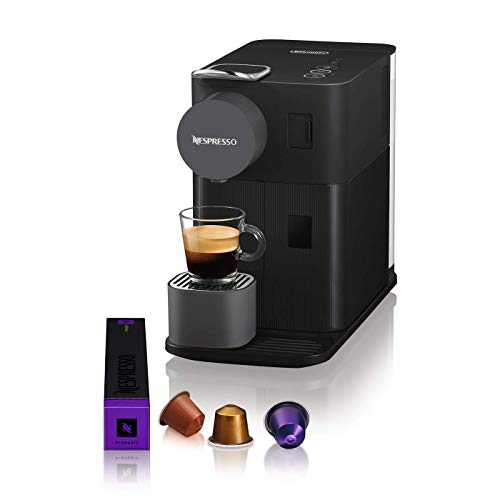 Nespresso De'Longhi Lattissima One EN500B - Cafetera monodosis de cápsulas con depósito de leche compacto, 19 bares, apagado automático, color negro, Incluye pack de bienvenida con 14 cápsulas