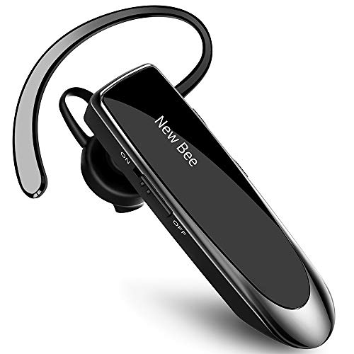 New Bee Manos Libres Auricular Bluetooth Auricular inalámbrico Bluetooth Mano Libre con tecnología de Captura de Voz Clara Auricular Bluetooth para iPhone Samsung Huawei Sony, etc (Negro)