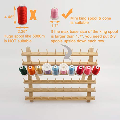 New brothread 4x60 Carretes Organizador de hilo de madera/estante de hilo con ganchos para colgar para bordar, acolchar y coser hilos New brothread 4x60 Carretes Organizador de hilo de madera/estante de hilo con ganchos para colgar para bordar, acolchar y coser hilos