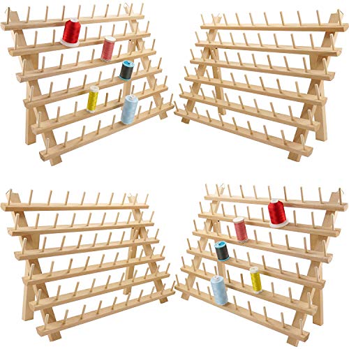 New brothread 4x60 Carretes Organizador de hilo de madera/estante de hilo con ganchos para colgar para bordar, acolchar y coser hilos New brothread 4x60 Carretes Organizador de hilo de madera/estante de hilo con ganchos para colgar para bordar, acolchar y coser hilos