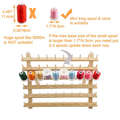 New brothread 60 Carretes + 12 Carretes Organizador de Hilo de Madera/Estante de Hilo con ganchos para colgar para Bordar, Acolchar, Ccoser, Trenzas cabello - Estante de hilo para madre + bebé New brothread 60 Carretes + 12 Carretes Organizador de Hilo de Madera/Estante de Hilo con ganchos para colgar para Bordar, Acolchar, Ccoser, Trenzas cabello - Estante de hilo para madre + bebé