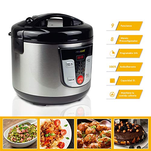 NEWCOOK Robot de Cocina Multifunción, Capacidad 5 Litros, Programable Hasta 24H, Cocina Automáticamente, 8 Menús Preconfigurados y Función Mantener Caliente Hasta 24H. Incluye Cubeta Antiadherente NEWCOOK Robot de Cocina Multifunción, Capacidad 5 Litros, Programable Hasta 24H, Cocina Automáticamente, 8 Menús Preconfigurados y Función Mantener Caliente Hasta 24H. Incluye Cubeta Antiadherente