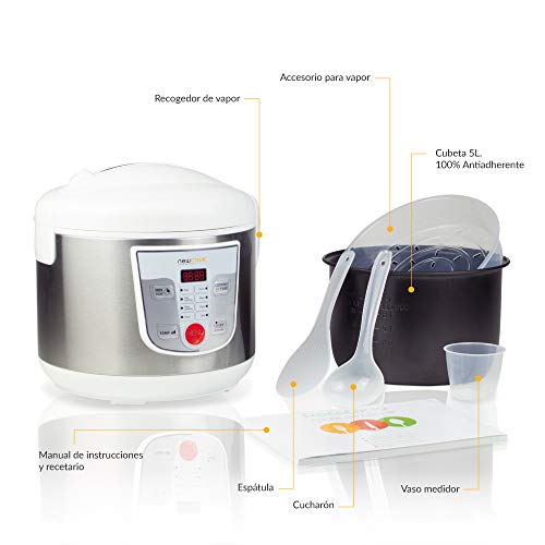 NEWCOOK Robot de Cocina Multifunción, Capacidad 5 Litros, Programable Hasta 24H, Cocina Automáticamente, 8 Menús Preconfigurados y Función Mantener Caliente Hasta 24H. Incluye Cubeta Antiadherente NEWCOOK Robot de Cocina Multifunción, Capacidad 5 Litros, Programable Hasta 24H, Cocina Automáticamente, 8 Menús Preconfigurados y Función Mantener Caliente Hasta 24H. Incluye Cubeta Antiadherente