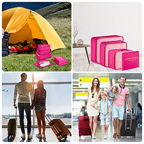 Newdora 7 en 1 Set de Organizador de Equipaje Viaje con Bolsa de Zapato,Impermeable Organizador de Maleta Bolsa para Ropa Sucia de Viaje, Portatrajes de Viaje, Material Nylon, Rosa Newdora 7 en 1 Set de Organizador de Equipaje Viaje con Bolsa de Zapato,Impermeable Organizador de Maleta Bolsa para Ropa Sucia de Viaje, Portatrajes de Viaje, Material Nylon, Rosa