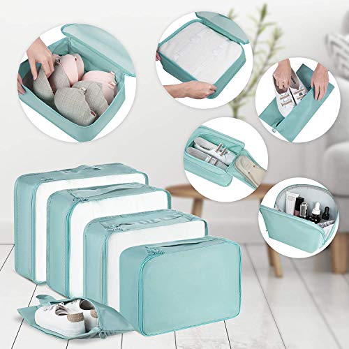 Newdora 8 en 1 Set de Organizador de Equipaje Viaje con Bolsa de Zapato,Impermeable Organizador de Maleta Bolsa para Ropa Sucia de Viaje, Portatrajes de Viaje, Material Nylon Newdora 8 en 1 Set de Organizador de Equipaje Viaje con Bolsa de Zapato,Impermeable Organizador de Maleta Bolsa para Ropa Sucia de Viaje, Portatrajes de Viaje, Material Nylon