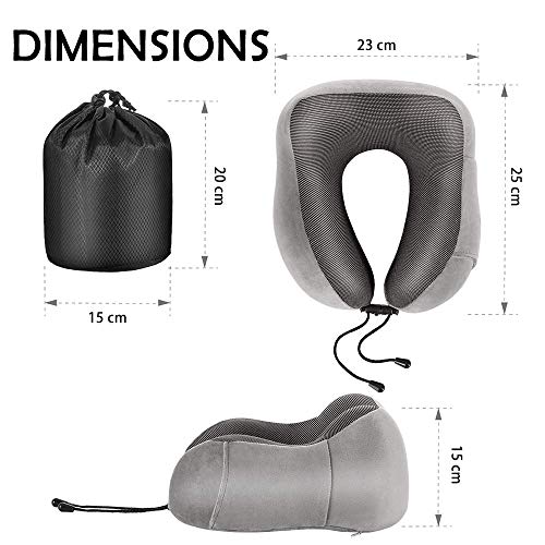 Newdora Almohada de Viaje Viscoelástica de Espuma de Memoria, Almohada de Cuello, Almohadas de Acampada, Almohada Ortopédica Cervica, Soporte de Cuello, con Máscara de Ojos y Tapones, Gris Oscuro Newdora Almohada de Viaje Viscoelástica de Espuma de Memoria, Almohada de Cuello, Almohadas de Acampada, Almohada Ortopédica Cervica, Soporte de Cuello, con Máscara de Ojos y Tapones, Gris Oscuro