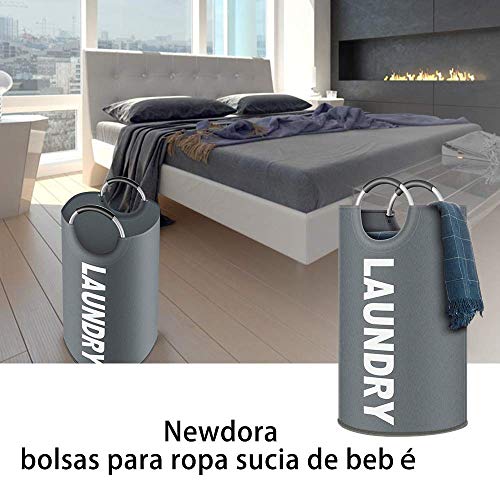 Newdora Bolsas para ropa sucia Cesto de Ropa Grande, Cesto de Ropa Plegable de Tela, Bolsa de Ropa Plegable, Caja de Lavado Plegable(Gris oscuro)