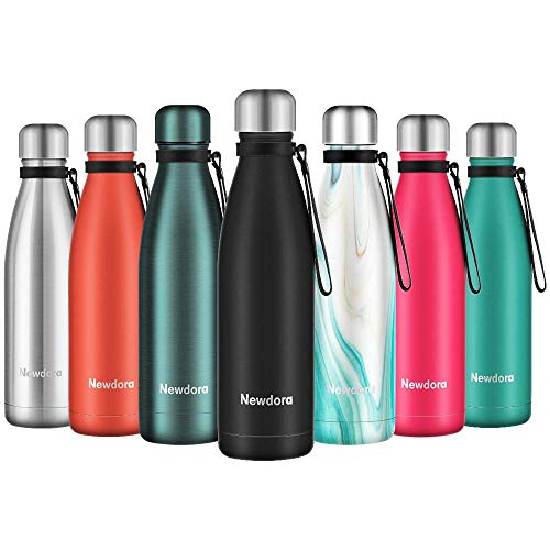 Newdora Botella de Agua Acero Inoxidable 500ml, Aislamiento de Vacío de Doble Pared, Botellas de Frío/Caliente, con 1 un Cepillo de Limpieza, para Niños, Deporte, Oficina, Gimnasio, Ciclismo, Negro Newdora Botella de Agua Acero Inoxidable 500ml, Aislamiento de Vacío de Doble Pared, Botellas de Frío/Caliente, con 1 un Cepillo de Limpieza, para Niños, Deporte, Oficina, Gimnasio, Ciclismo, Negro
