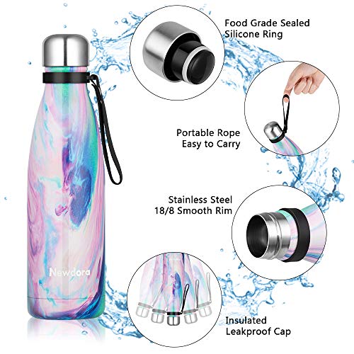 Newdora Botella de Agua Deportiva de Acero Inoxidable, Botella Termica con Doble Aislamiento para 12 Horas de Bebida Caliente y 24 Horas de Bebida Fría, 500ML, Arcoiris Newdora Botella de Agua Deportiva de Acero Inoxidable, Botella Termica con Doble Aislamiento para 12 Horas de Bebida Caliente y 24 Horas de Bebida Fría, 500ML, Arcoiris