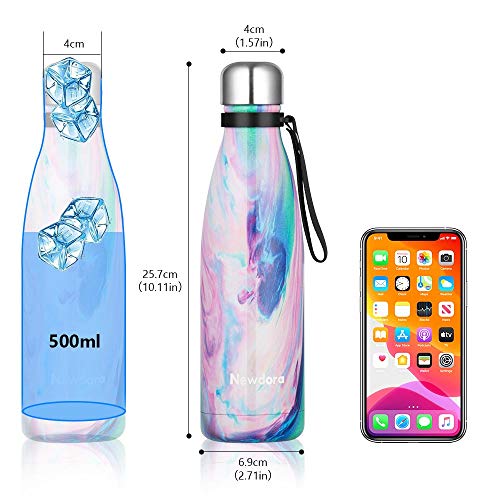 Newdora Botella de Agua Deportiva de Acero Inoxidable, Botella Termica con Doble Aislamiento para 12 Horas de Bebida Caliente y 24 Horas de Bebida Fría, 500ML, Arcoiris Newdora Botella de Agua Deportiva de Acero Inoxidable, Botella Termica con Doble Aislamiento para 12 Horas de Bebida Caliente y 24 Horas de Bebida Fría, 500ML, Arcoiris