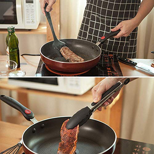 Newdora Utensilios de Cocina de Silicona Resistentes al Calor, 10 Piezas Herramientas antiadherentes para Hornear en la Cocina, Negro