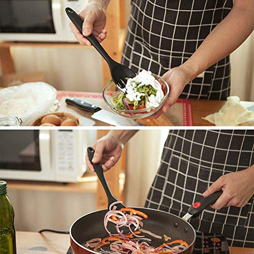 Newdora Utensilios de Cocina de Silicona Resistentes al Calor, 10 Piezas Herramientas antiadherentes para Hornear en la Cocina, Negro