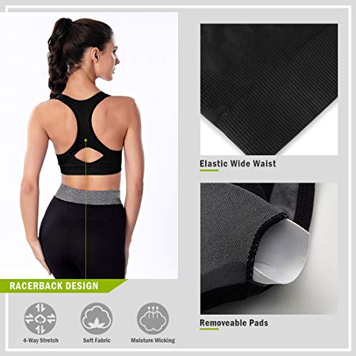 NEWHEY Sujetador Deportivo para Mujer Talla Grande Sujetadores Deportivos Yoga Sport Bra Soporte Bralette Acolchado sin Aros Negro Pack XXL