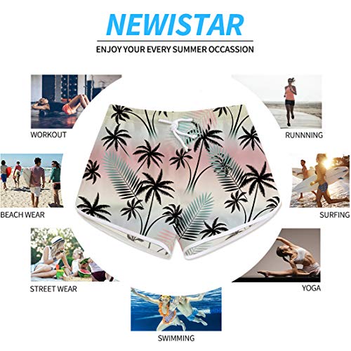NEWISTAR - Bañador corto para mujer, diseño con gráficos 3D, secado rápido, para playa, verano, tiempo libre, gimnasio, yoga, etc. Blanco A1 Palm Tree